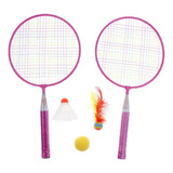 Crianças Mini Raquetes De Badminton Bolas Passarinho Rosa