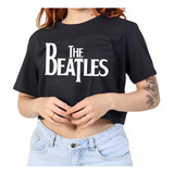 Cropped Camiseta T-shirt Banda The Beatles Rock Algodão Fã