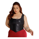 Cropped Regata Plus Size Coserlet/corset Bojo Couro Fake