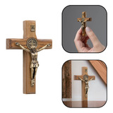 Crucifixo Cruz Parede Porta Medalha São Bento Pequeno 7 Cm