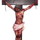 Crucifixo De Parede E Mesa Em Resina E Madeira.