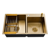 Cuba Cozinha Dupla Aço Inox 304 3mm Vintage Bronze Antigo