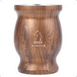 Cuia Térmica Amadeirada Mate Chimarrão Tererê De Aço Inox