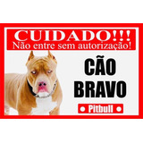 Cuidado Cão Bravo Pit Bull Placa De Advertência 40 X 30 