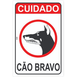 Cuidado Cão Bravo Placa De Advertência Cachorro Bravo 20x30