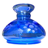 Cúpula Vidro Azul Lapidada Cristal 13,5cm Abajur Antigo