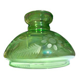  Cúpula Vidro Verde Lapidada Cristal 16,5 Cm Abajur Antigo