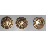 D6165 - 3 Botões De Farda Militar, Em Metal Medindo 1cm De D