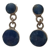 D8102 - Antigo Brinco Em Prata 950 Com Lapislazuli Medindo 2