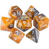 Dados Para Rpg Com Sete - Marrom Com Cinza C/nº Branco