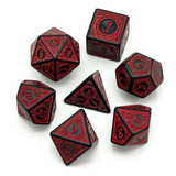 Dados Rpg - Conjunto Rpg Runa Vermelho D&d + Bolsinha