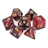 Dados Rpg - Nebulosa Glitter Vermelho Com Preto C/n° Dourado