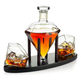 Decantador Garrafa Whisky Diamante Pirâmide Com Dois Copos