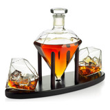 Decanter Garrafa Whisky Diamante Com Suporte Madeira Luxo