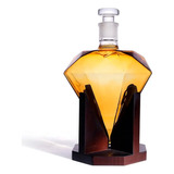 Decanter Whisky Diamante Cachaça Com Suporte Madeira Luxo