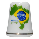 Dedal Branco Com Mapa Do Brasil Em Cerâmica 9g 2cm Cer87