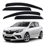 Defletor De Chuva Renault Sandero 2018 2019 Acriílico Fume