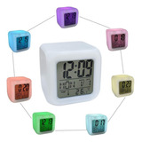 Despertador Digital Cube Luminous, 6 Cores, Led, Alarme Branco