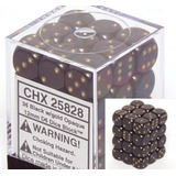 Dice Chessex Preto Com Ouro, Opaco, 12 Mm, D6, Conjunto De 3