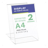 Display Expositor A4 Em L Ps Cristal Mesa Balcão 2 Peças