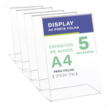 Display Expositor A4 Em L Ps Cristal Mesa Balcão 5 Peças