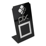 Display Pix Qr Code De Pagamentos Placa Em Acrílico P/ Loja Cor Preto E Prata