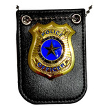 Distintivo Insígnia Policial Cosplay Metálico 50 Cm Couro