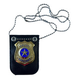 Distintivo Policial Cosplay Metálico 50 Cm Couro