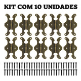 Dobradiça Colonial Borboleta Cor Ouro Velho - Kit 10 Un