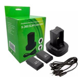 Dock Carregador Baterias Controle Xbox 360 + 2 Recarregáveis