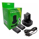 Dock Carregador Baterias Controle Xbox 360 + 2 Recarregáveis