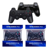 Dois Controle Dualshock Ps3 Black + Cabo Carregador Testado