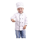 Dólmã Chef De Cozinha Infantil Chapéu Mestre Cuca Branco