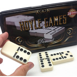 Domino Jogo 28 Peças Grossas Pino Metal Branco Tipo Osso Top