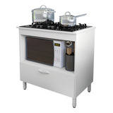 Dullar Móveis Cooktop Flórida Balcão De Cozinha Compacto Para Cooktop 4 Ou 5 Bocas Com 1 Porta E Nicho Para Forno Cor Branco