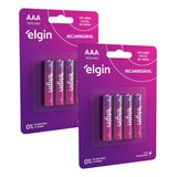 Elgin 8 Pilhas Recarregável 900mah Aaa 3a Palito 2 Cartelas