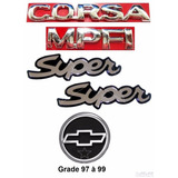 Emblema Corsa Hatch Mpfi + Lateral Super + Gravata - 97 À 99