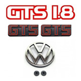 Emblema Vw + Gts + Adesivo 1.8 Vermelho - Gol 1987 À 1990