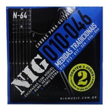 Encordoamento Guitarra Nig N-64 010 Tensão Média Kit 2 Jogos