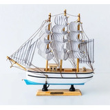Enfeite Miniatura Barco Decorativo De Madeira Navio - 23cm