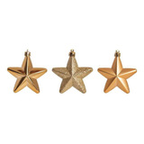 Enfeite Natal Pendurar Estrelas Ouro C/6 1350754