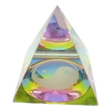 Enfeite Pirâmide Cristal Iyn Yang Decoração Coleção Energia Cor Colorida