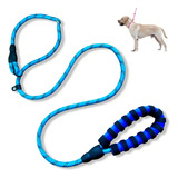 Enforcador Corda Guia Unificada 6mm Cão Adestramento Pitbull Cor Azul-claro
