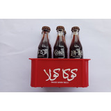 Engradado C/6 Mini Garrafas Vidro Coca-coca 1983 - Raras A62
