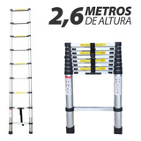 Escada Alumínio Telescópica 8 Degraus 2,6 Metros Starfer