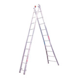 Escada De Alumínio Alulev Extensível, 2 X 10 Degraus Cor Cinza