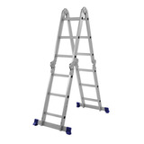 Escada De Alumínio Mor 4 X 3, 12 Degraus Multifuncional Cor Azul