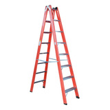 Escada De Fibra De Vidro 8 Degraus 2,40 M Americana Dupla Cor Vermelho