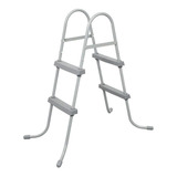 Escada Dupla 84 Cm Para Piscina Inflável Estrutural Bestway Cor Cinza