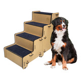 Escada Para Pet 4 Degraus Cão Grande Porte 60kg Natural 75cm